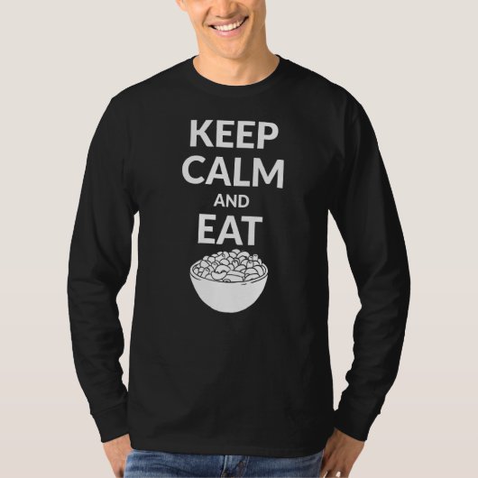 Hou kalm en eet Mac en kaas T-shirt (Voorkant)
