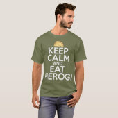 Hou kalm en eet Pierogi Poolse voedseldag T-shirt (Voorkant volledig)