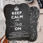 Hou kalm en feest op Chalkboard Funny Holiday Kaart