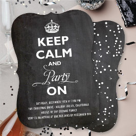 Hou kalm en feest op Chalkboard Funny Holiday Kaart