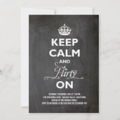 Hou kalm en feest op Chalkboard Funny Holiday Kaart (Voorkant)