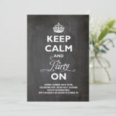 Hou kalm en feest op Chalkboard Funny Holiday Kaart (Staand voorkant)