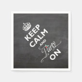 Hou kalm en feest op Chalkboard Funny Holiday Servetten (Voorkant)
