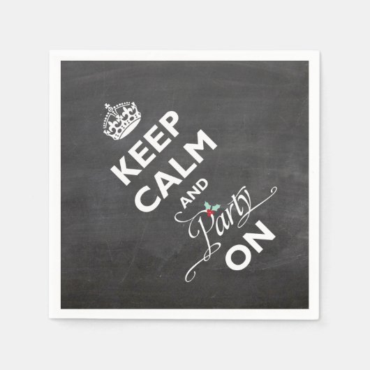 Hou kalm en feest op Chalkboard Funny Holiday Servetten (Voorkant)