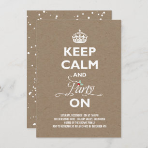 Hou kalm en feest op Kraft Funny Holiday Party Kaart