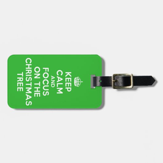 Hou kalm en focus op de kerstboom, grappig bagagelabel (Voorkant horizontaal)