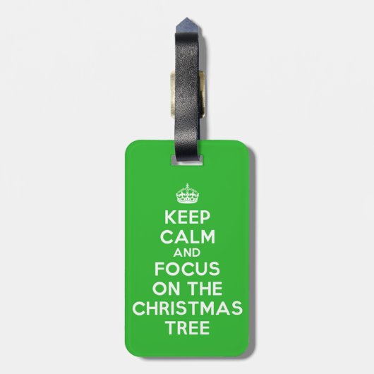 Hou kalm en focus op de kerstboom, grappig bagagelabel (Achterkant verticaal)