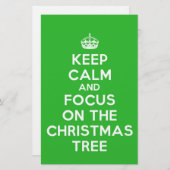 Hou kalm en focus op de kerstboom, grappig briefpapier (Voorkant / Achterkant)