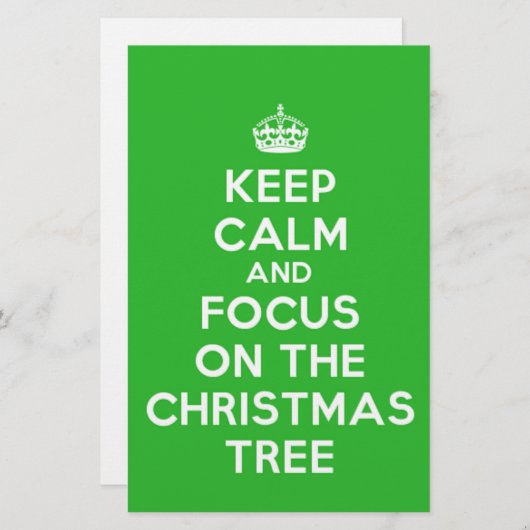 Hou kalm en focus op de kerstboom, grappig briefpapier (Voorkant / Achterkant)