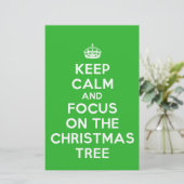 Hou kalm en focus op de kerstboom, grappig briefpapier (Staand voorkant)
