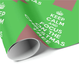 Hou kalm en focus op de kerstboom, grappig cadeaupapier