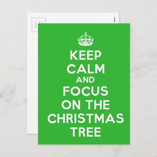 Hou kalm en focus op de kerstboom, grappig feestdagenkaart (Voorkant / Achterkant)