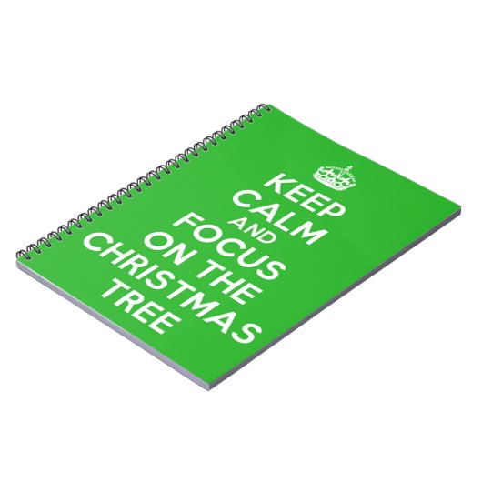 Hou kalm en focus op de kerstboom, grappig notitieboek (Linkerzijde)