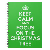 Hou kalm en focus op de kerstboom, grappig notitieboek (Voorkant)