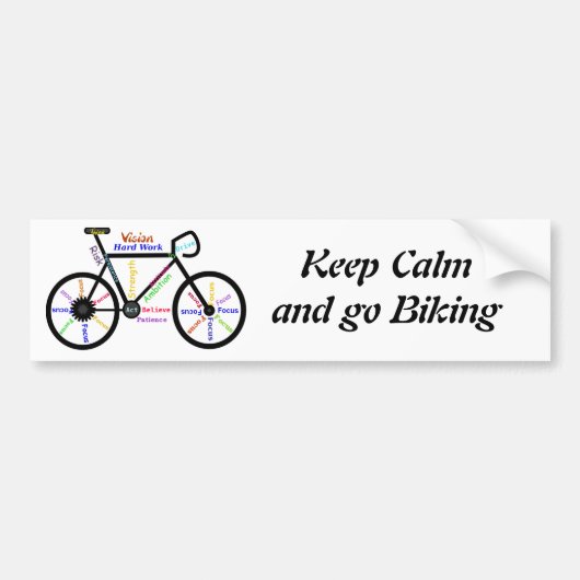 Hou kalm en ga fietsen, met Motivatie woorden Bumpersticker (Voorkant)