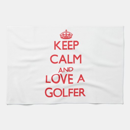 Hou kalm en hou van een Golfer Theedoek (Horizontaal)