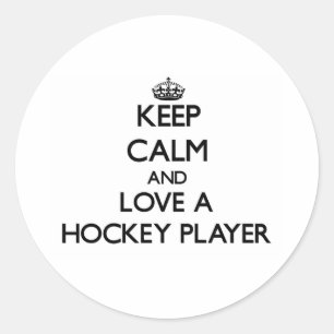 Hou kalm en hou van een Hockey Player Ronde Sticker