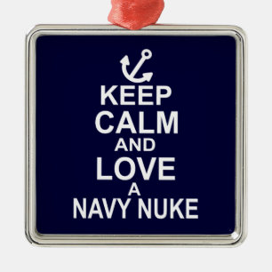 Hou kalm en hou van een marine Nuke Metalen Ornament