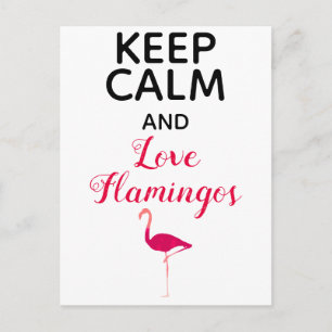 Hou kalm en hou van Flamingos Cute en Funny Briefkaart