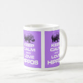 Hou kalm en hou van Hippos Hippotamus Design Paars Koffiemok (Voorkant rechts)