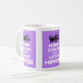 Hou kalm en hou van Hippos Hippotamus Design Paars Koffiemok (Voorkant links)