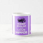 Hou kalm en hou van Hippos Hippotamus Design Paars Koffiemok (Center)