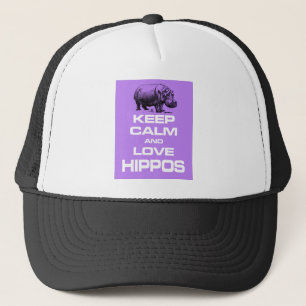 Hou kalm en hou van Hippos Hippotamus Design Paars Trucker Pet