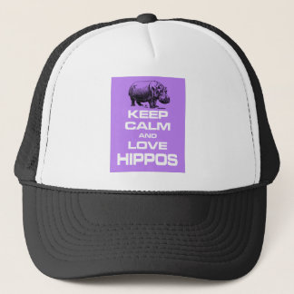 Hou kalm en hou van Hippos Hippotamus Design Paars Trucker Pet