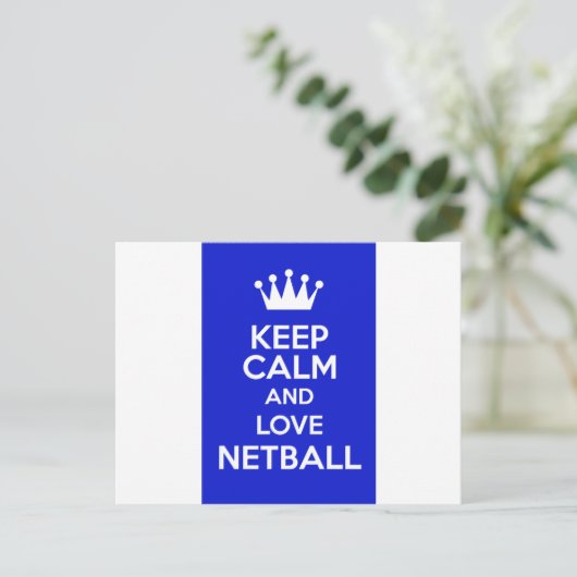Hou kalm en hou van netball briefkaart (Staand voorkant)