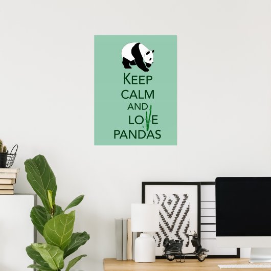 Hou kalm en hou van Pandas Fine Art afdrukken in g Poster (Thuiskantoor)