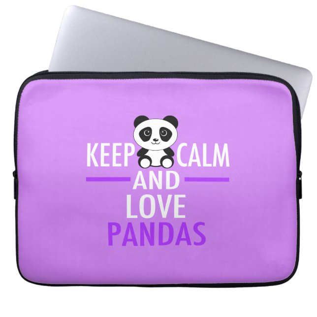 Hou kalm en hou van Pandas Laptop Sleeve (Voorkant)