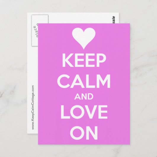 Hou kalm en hou vol met roze briefkaart (Voorkant / Achterkant)