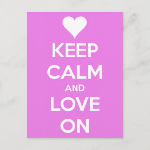 Hou kalm en hou vol met roze briefkaart