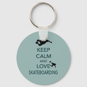 Hou kalm en houd uw eigen skateboarden uniek afdru sleutelhanger