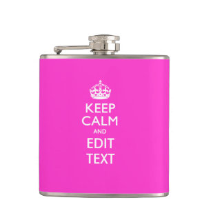 Hou kalm en Jouw tekst meisje roze Heupfles