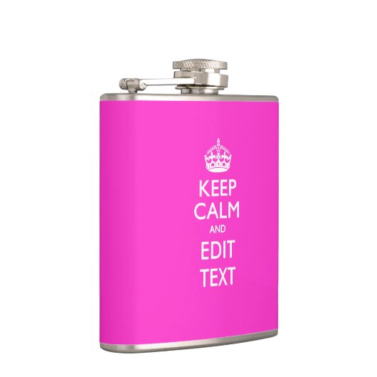 Hou kalm en Jouw tekst meisje roze Heupfles (Rechts)