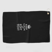 Hou kalm en Jouw tekst op Solid Black Golfhanddoek (Horizontaal)