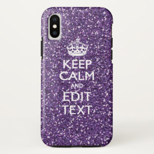 Hou kalm en Jouw tekst op stijlvol Paars Case-Mate iPhone Case