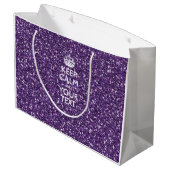 Hou kalm en Jouw tekst op stijlvol Paars Groot Cadeauzakje (Achterkant Gekanteld)