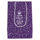 Hou kalm en Jouw tekst op stijlvol Paars Medium Cadeauzakje (Achterkant)