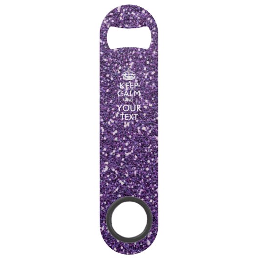 Hou kalm en Jouw tekst op stijlvol Paars Speed Flessenopener (Voorkant)