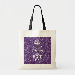 Hou kalm en Jouw tekst op stijlvol Paars Tote Bag