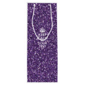 Hou kalm en Jouw tekst op stijlvol Paars Wijn Cadeautas (Achterkant)