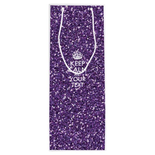 Hou kalm en Jouw tekst op stijlvol Paars Wijn Cadeautas (Achterkant)