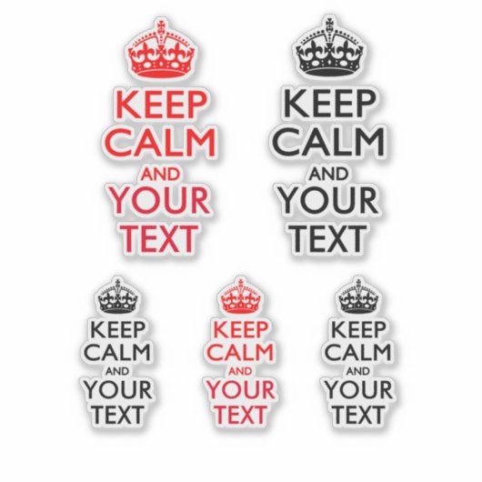 Hou kalm en Jouw tekst op zwart en rood Sticker (Voorkant)