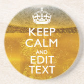 Hou kalm en Jouw tekst voor wat koude bier Zandsteen Onderzetter (Voorkant)