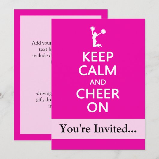 Hou kalm en kaf aan, Cheerleader Pink Kaart (Voorkant / Achterkant)