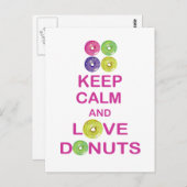 Hou kalm en liefdesdonuts unieke donutjes van de d briefkaart (Voorkant / Achterkant)