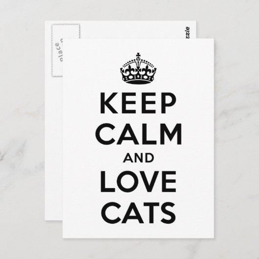 Hou kalm- en liefdeskatten briefkaart (Voorkant / Achterkant)