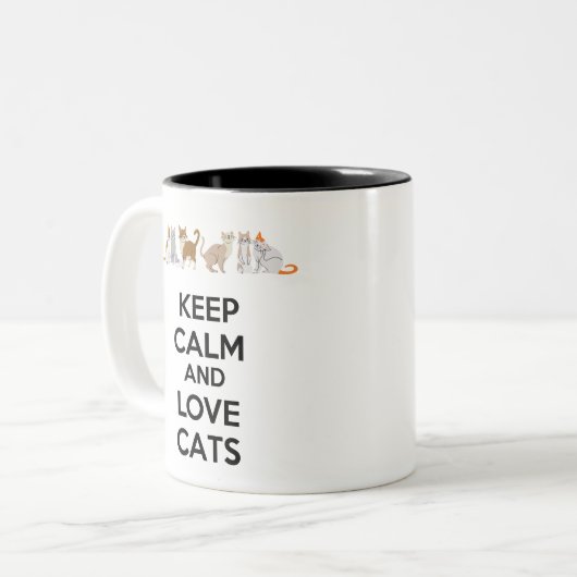 Hou kalm- en liefdeskatten tweekleurige koffiemok (Voorkant links)